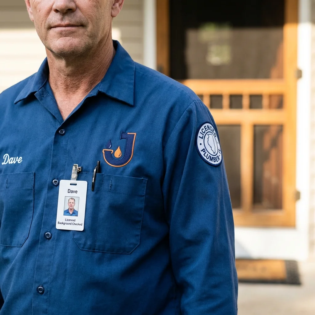 Licensed plumber showing ID badge in Perkasie, PA
