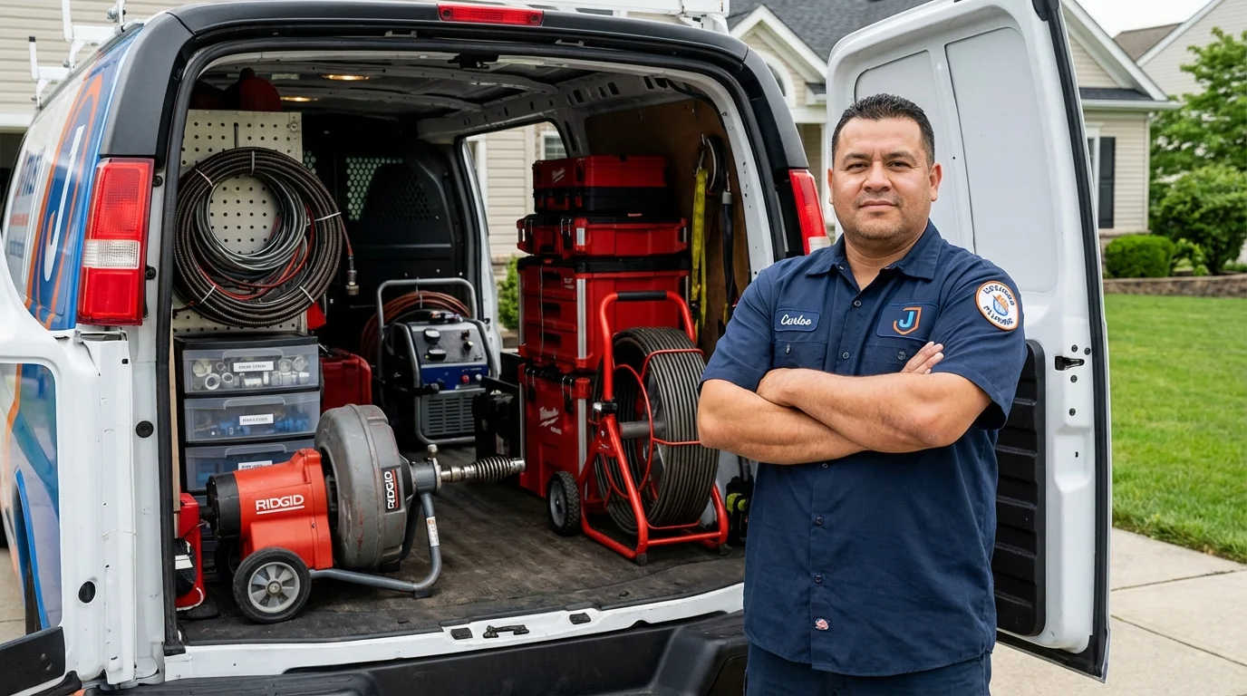 Professional drain cleaning equipment and Johns Plumbing LLC plumber in Perkasie