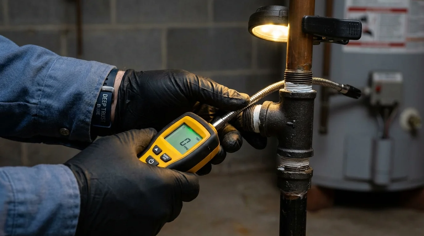 Gas leak detection with electronic sniffer by Johns Plumbing LLC in Perkasie
